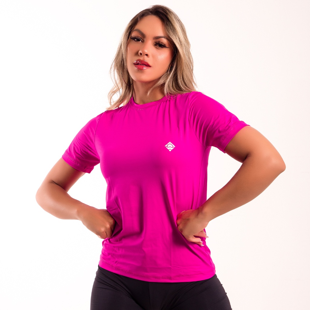 Camisa De Academia Corrida Feminina Dry Fit Proteção Solar UV 50 Tecido Gelado Manga Curta Pro Fitness Segunda Pele P M G