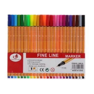 Caneta Hidrográfica Fine Line 0.4 | Ponta Fina | Kit 24 Cores
