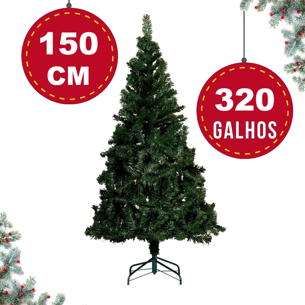 Árvore De Natal Verde 150 Cm Com 320 Galhos Grande - Feira da Madrugada SP