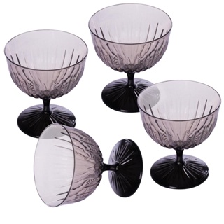 Conjunto 4 Taças de Sobremesa Plasútil 370 ml Lapidada Fumê