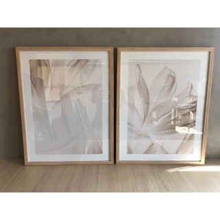 Quadros Decorativos Quadro Decorativo Dupla Floral em Tons de Nude Claro Moldura Caixa TokQuadros