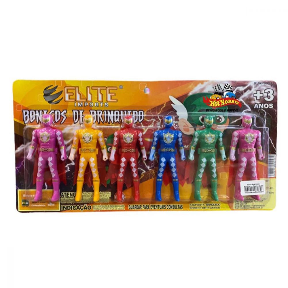 Kit 6 Bonecos Power Rangers Brinquedo Plástico 11cm
