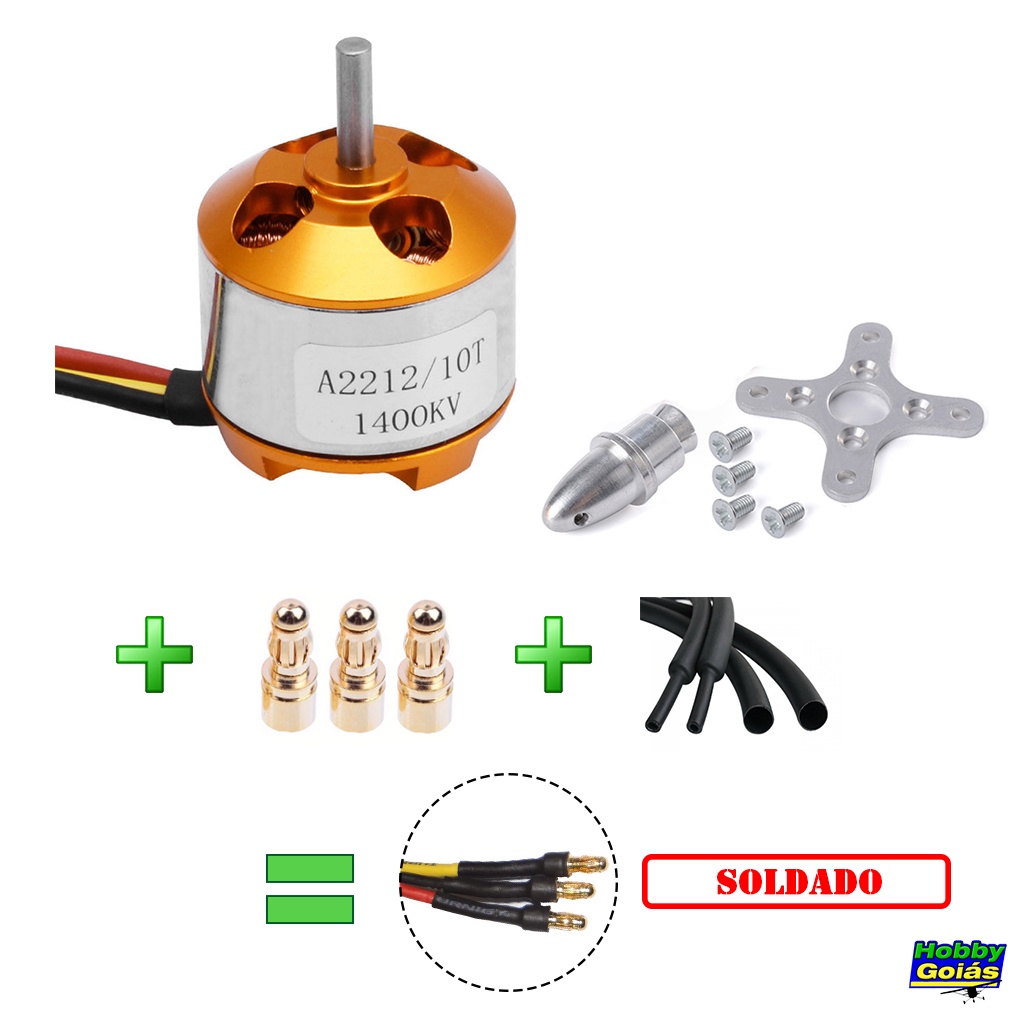 Motor A2212 1400kv Brushless 2-3s 800g Empuxo P/ Aeromodelos 100cm ...