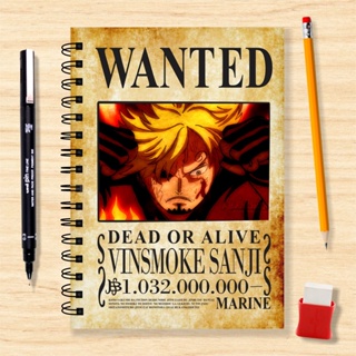 Sketchbook Caderno Desenho Anime One Piece Procurado Wanted 140 Págs 70  Folhas 180g ou 100 Págs 50 Folhas 240g