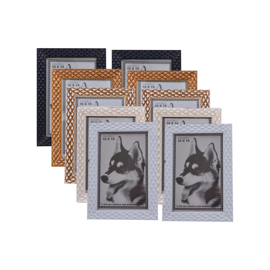 KIT 10 PORTA RETRATO COLORIDOS 10X15 VIDRO MOLDURA ALTO RELEVO