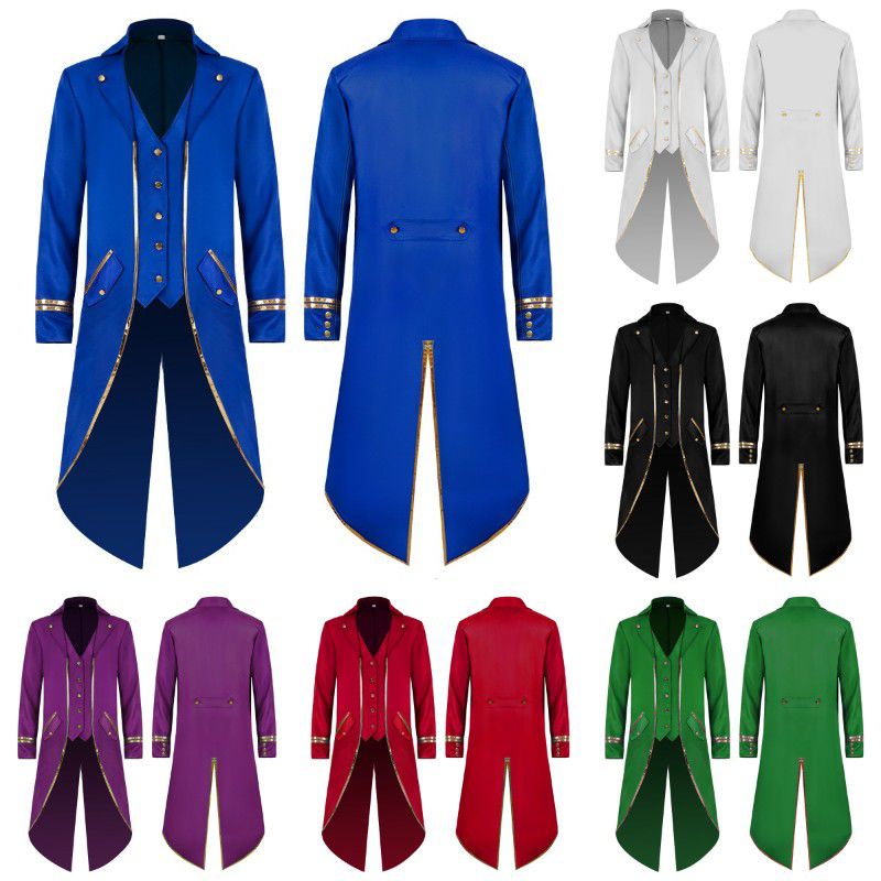 Steampunk Longo Retro Tailcoat Smoking Príncipe Medieval Victorian Gothic Coat Halloween Outfit para Crianças Adultos