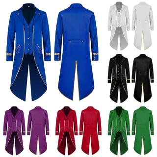 Steampunk Longo Retro Tailcoat Smoking Príncipe Medieval Victorian Gothic Coat Halloween Outfit para Crianças Adultos