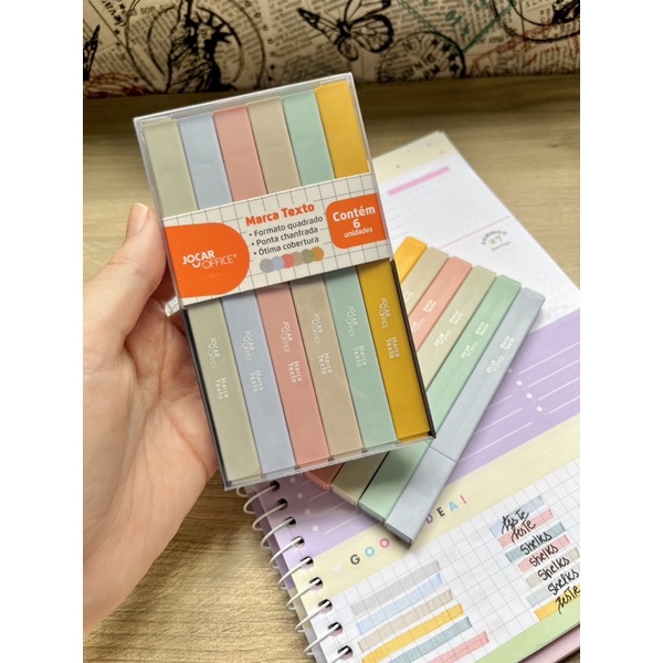 Marca Texto - Jocar Office - Quadrado Estojo c/ 6 Cores | Shopee Brasil
