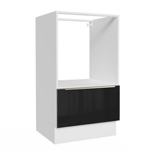 Balcão para Forno e Micro-Ondas Madesa Lux 60 cm 1 Porta (Sem Tampo) - Branco/Preto