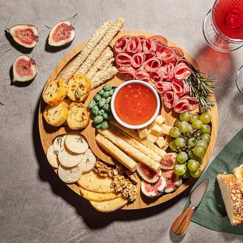 Petisqueira Bandeja Gamela Com Divisórios Tábua de frios Churrasco e Comida Madeira - TOP