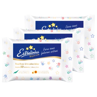 Estrelinha Kit com 3 Toalha Umedecida com 50 Unidades Cada Pacote