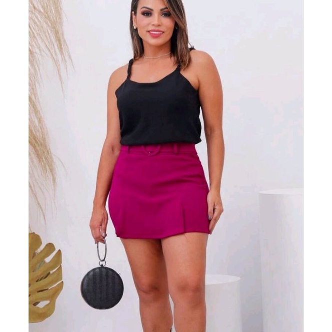 Short saia em store crepe