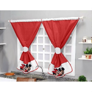 Cortina Estampada P/ Janela Cozinha Minnie/Mickey