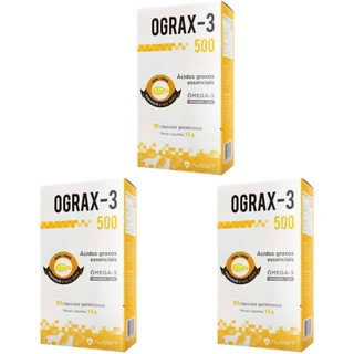 Kit 3un Ograx 500mg Avert suplemento omega pele e pelo 90un