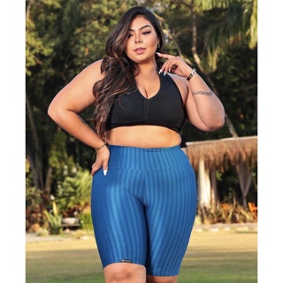 Short Plus Size Feminino Fitness Ciclista 3D Preto