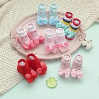 Baby Girl Cute Fashion Bowknot Meias De Flor De Bebê 0-24 Meses