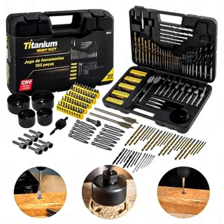 Kit Jogo De Brocas Titânio Casa Para Furadeira C/ 103 Peças