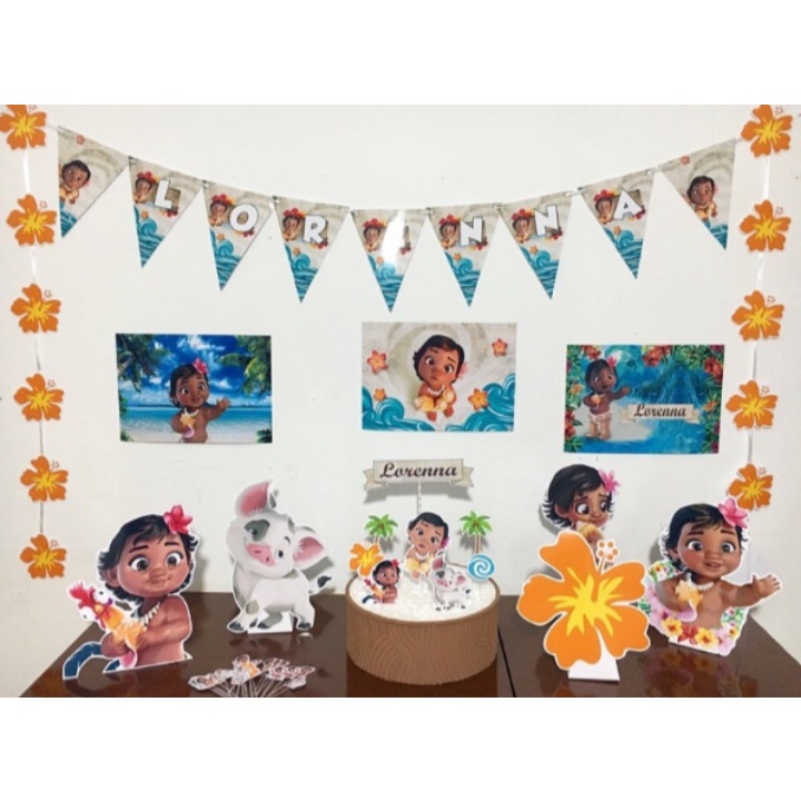 Moana baby shark azul - festa decoração - BOLA DE NEVE - Kit