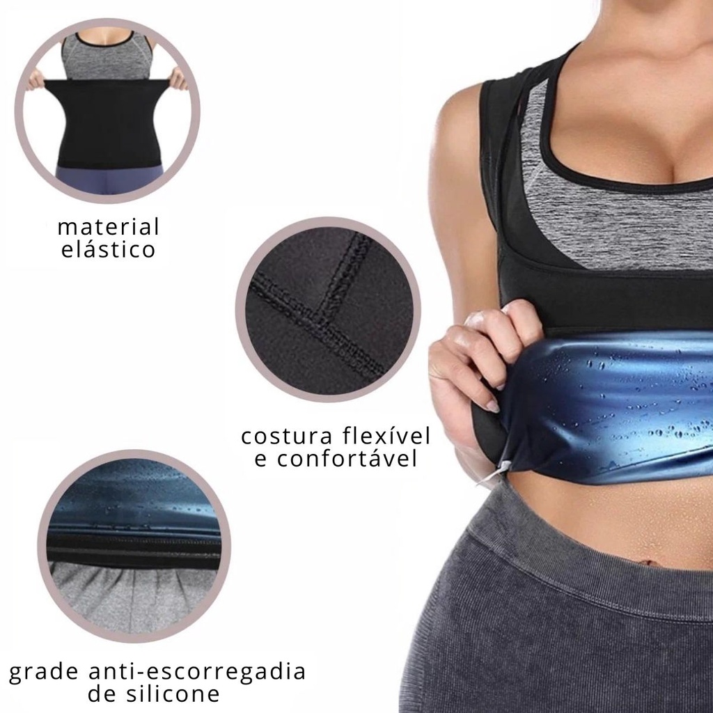 Imagem do produto Regata Queima Gorduras Barriga Masculina Camiseta Térmica Efeito Sauna Compressão Feminino 3