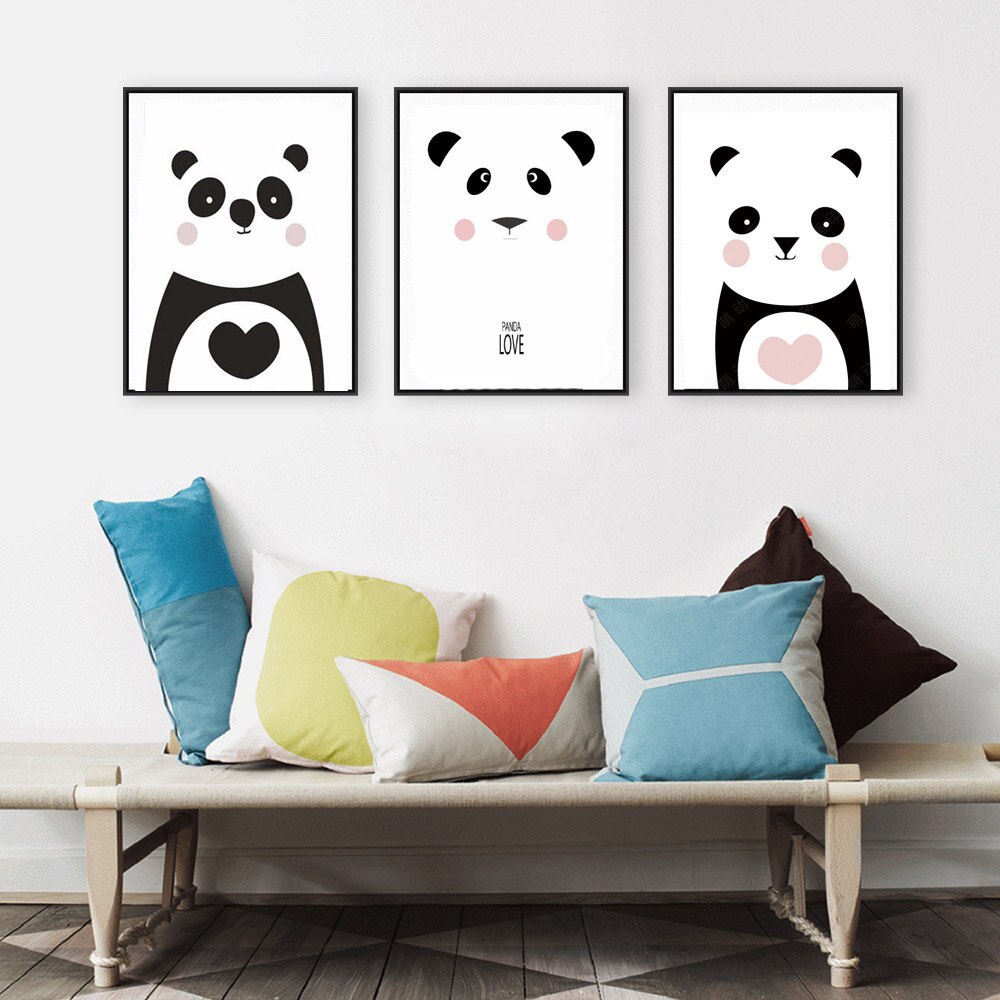 Kit Quadros Plaquinhas 3 Peças Desenho Panda Infantil 3mm