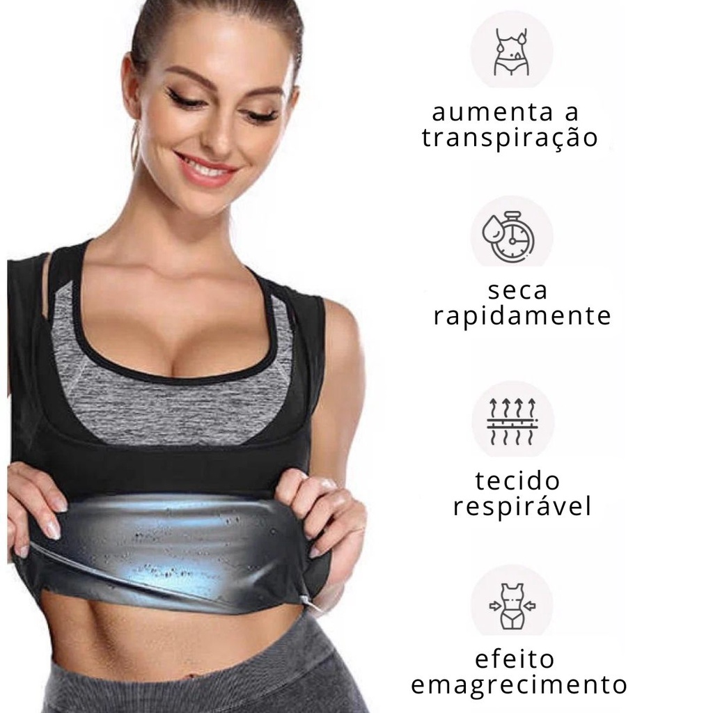Imagem do produto Regata Queima Gorduras Barriga Masculina Camiseta Térmica Efeito Sauna Compressão Feminino 2