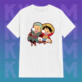 Camiseta infantil Monkey D. Luffy e Zoro 4-10A branca, One Piece