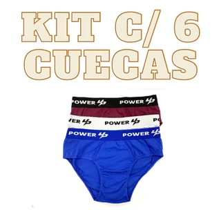 Cueca Adulto Kit 6 Cuecas Normal Slip 100% Algodao Premium Power Man