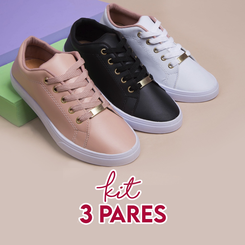 Kit 2 Tenis Feminino Sapatilha Casual Sapatos femininos Super confortável