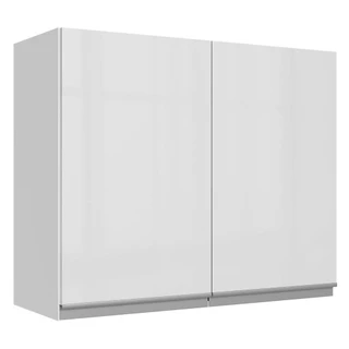 Armário Aéreo Madesa Acordes 100% MDF 80 cm - 2 Portas Branco Brilho