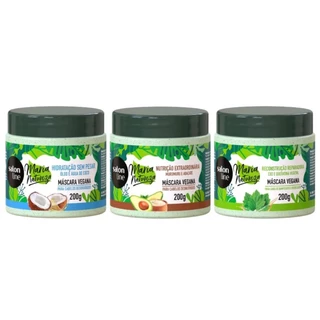 Kit capilar com 3 Máscaras Maria Natureza para Hidratação, Nutrição e Reconstrução Salon Line