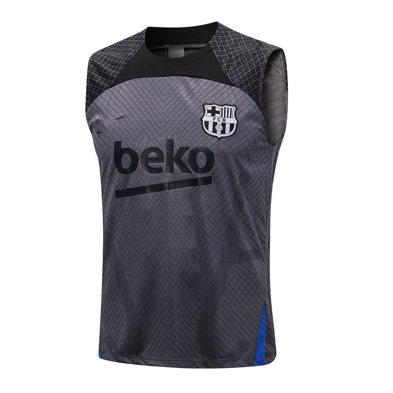 Football01 22/23 Barcelona Colete Sem Mangas Camisa De Suéter Masculino Escuro Estampa Escura