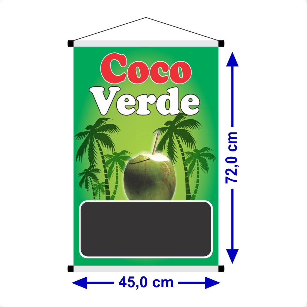 Banner Coco Verde, Banner Pronto Reutilizável, Praia, Feira
