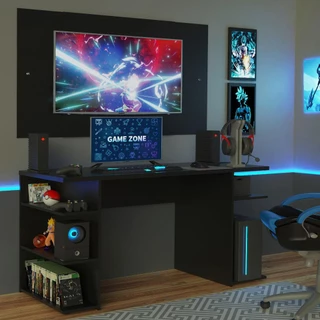 Mesa para Computador Gamer Madesa 9409 e Painel para TV até 58 Polegadas - Preto em Oferta na Shopee