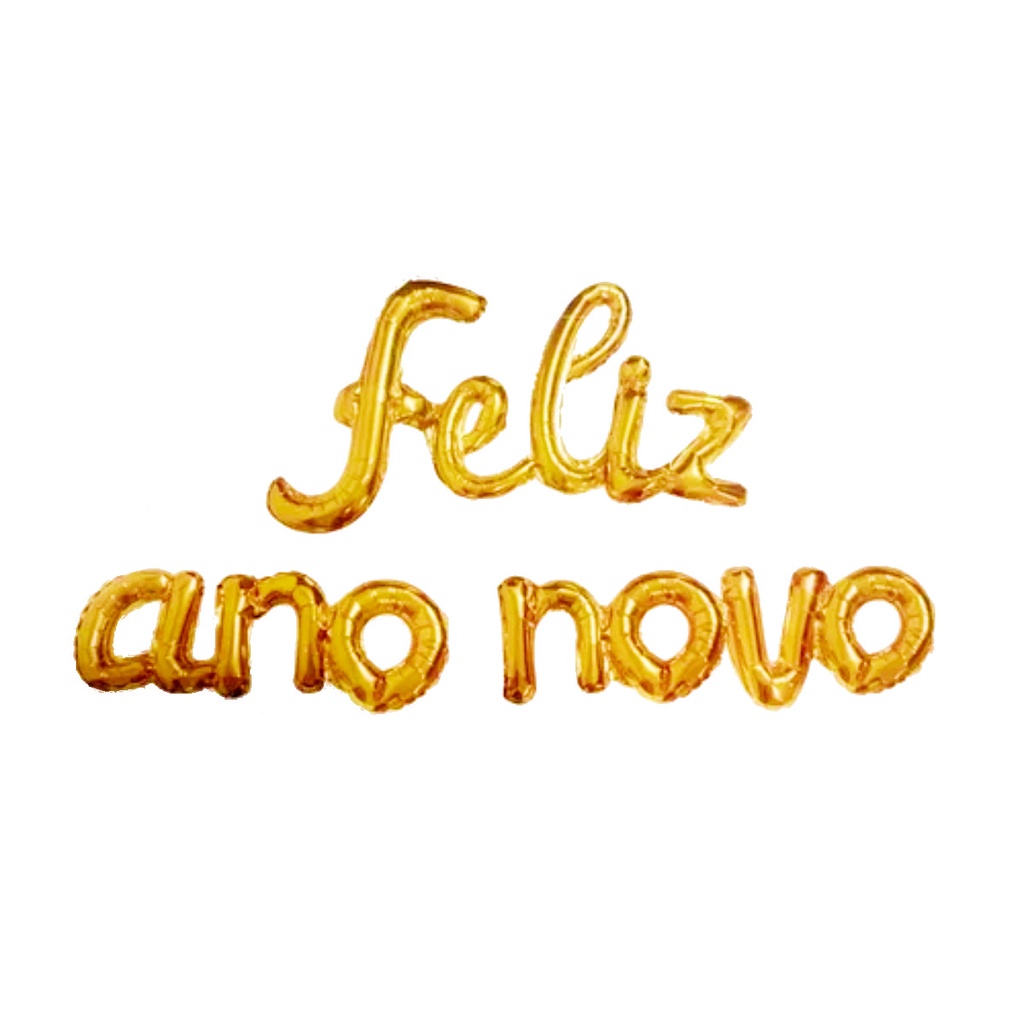 Kit Balão Metalizado Feliz Ano Novo Dourado Reveillon