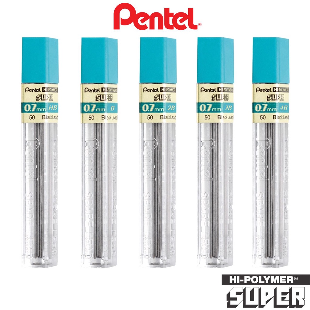 Grafite 0.7mm PENTEL 4H/2H/H/HB/B/2B - Hi-Polymer Super