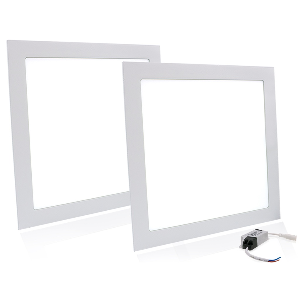 Kit 2 Luminária Painel 18w Led Embutir Quadrado Slim Frio