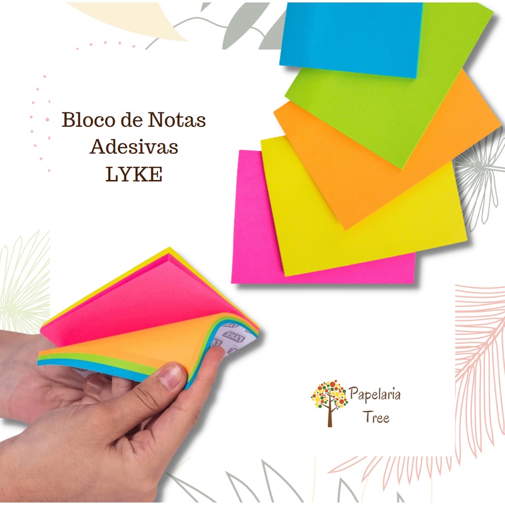 Bloco Auto Adesivo NEON - LYKE - 100 folhas 76 X 102 MM | Shopee Brasil