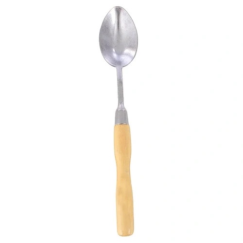 Colher de Arroz 28 Cm Metal Cabo Madeira, Mk Comércio M010 - 143764