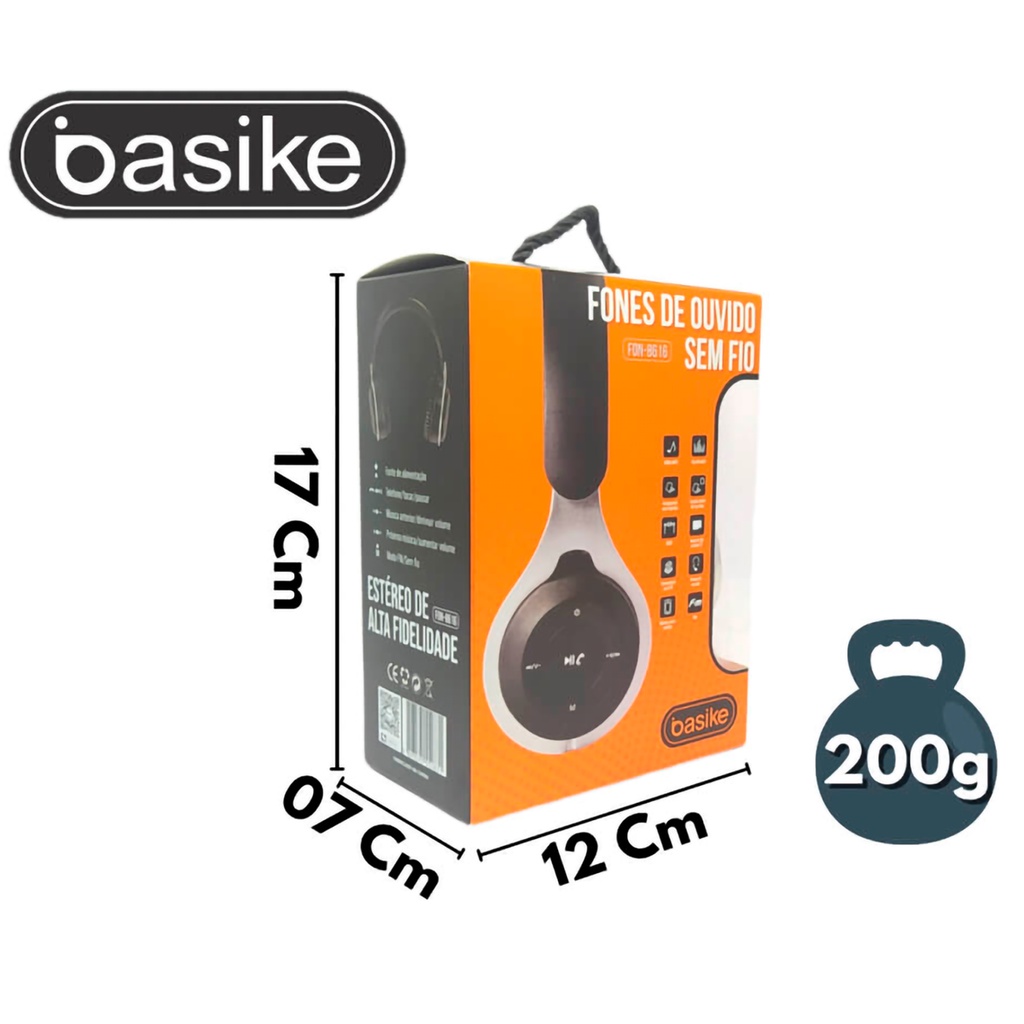 Headphone Bluetooth Basike Sem Fio FON 8616