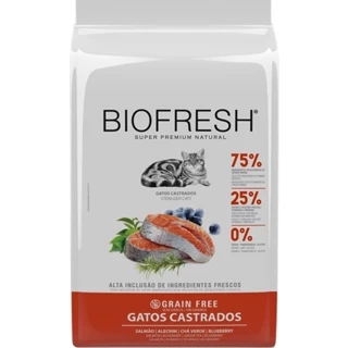Ração Biofresh Salmão, Alecrim, Chá Verde e Blueberry para Gatos Castrados 7,5kg