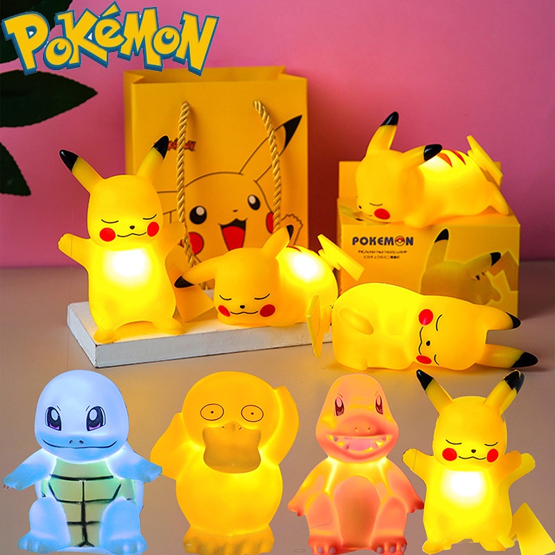 Pokemon Pikachu Luz Noturna Bonita Anime Macia Quarto Cama Led Decoração Crianças Brinquedo Presente