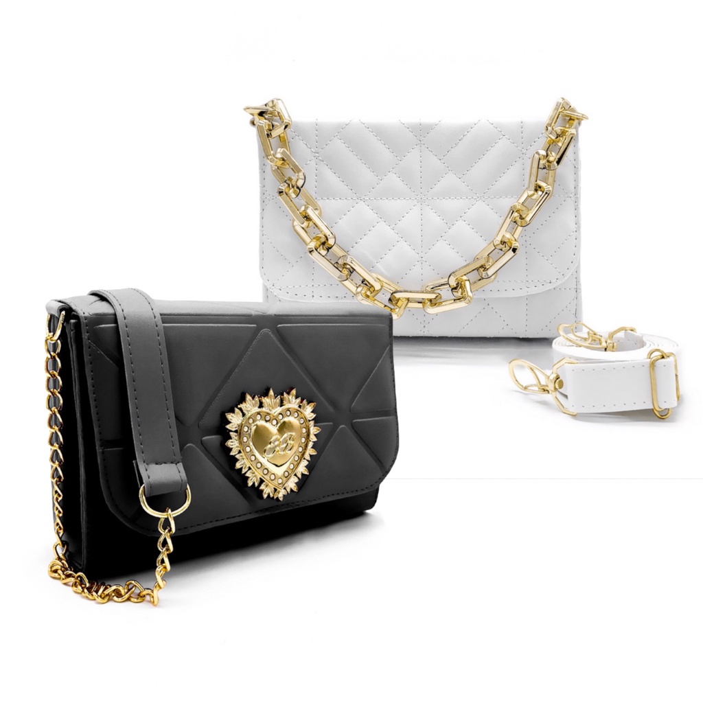 Kit Bolsas Transversais Feminina Luxo E Bolsa Coração