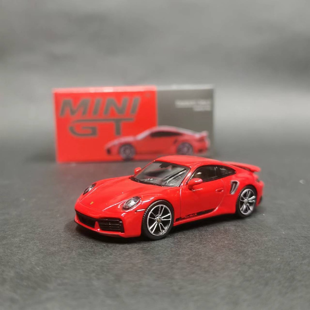 MINI GT 1 : 64 Modelo De Carro Porsche 911 Turbo S Liga Veículo Fundido-Guards Red # 423 LHD