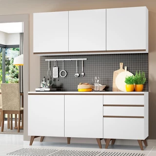 Cozinha Retro Compacta Madesa Reims com Balcão - 5 Portas 3 Gavetas