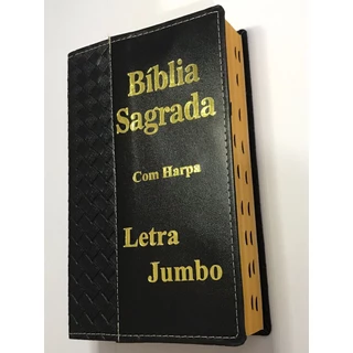 Bíblia Sagrada Letra Jumbo-Capa Luxo Com harpa- Revista e Corrigida Capa Preta