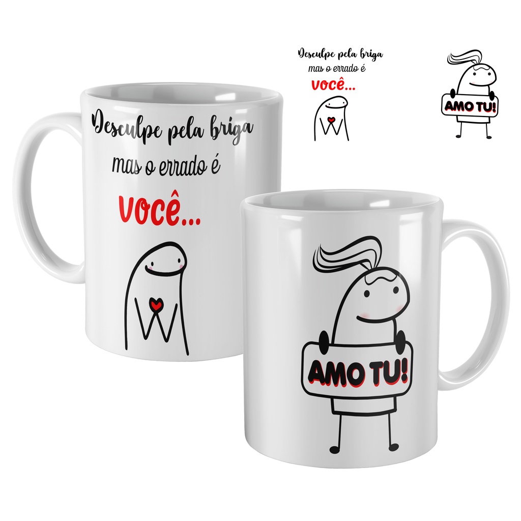 Caneca meme boneco palito flork desculpe mas o errado é você