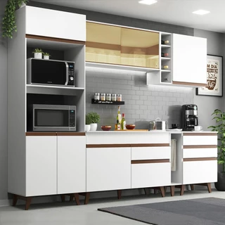 Cozinha Completa Madesa Reims 270001 com Armário e Balcão - Branco em Oferta na Shopee