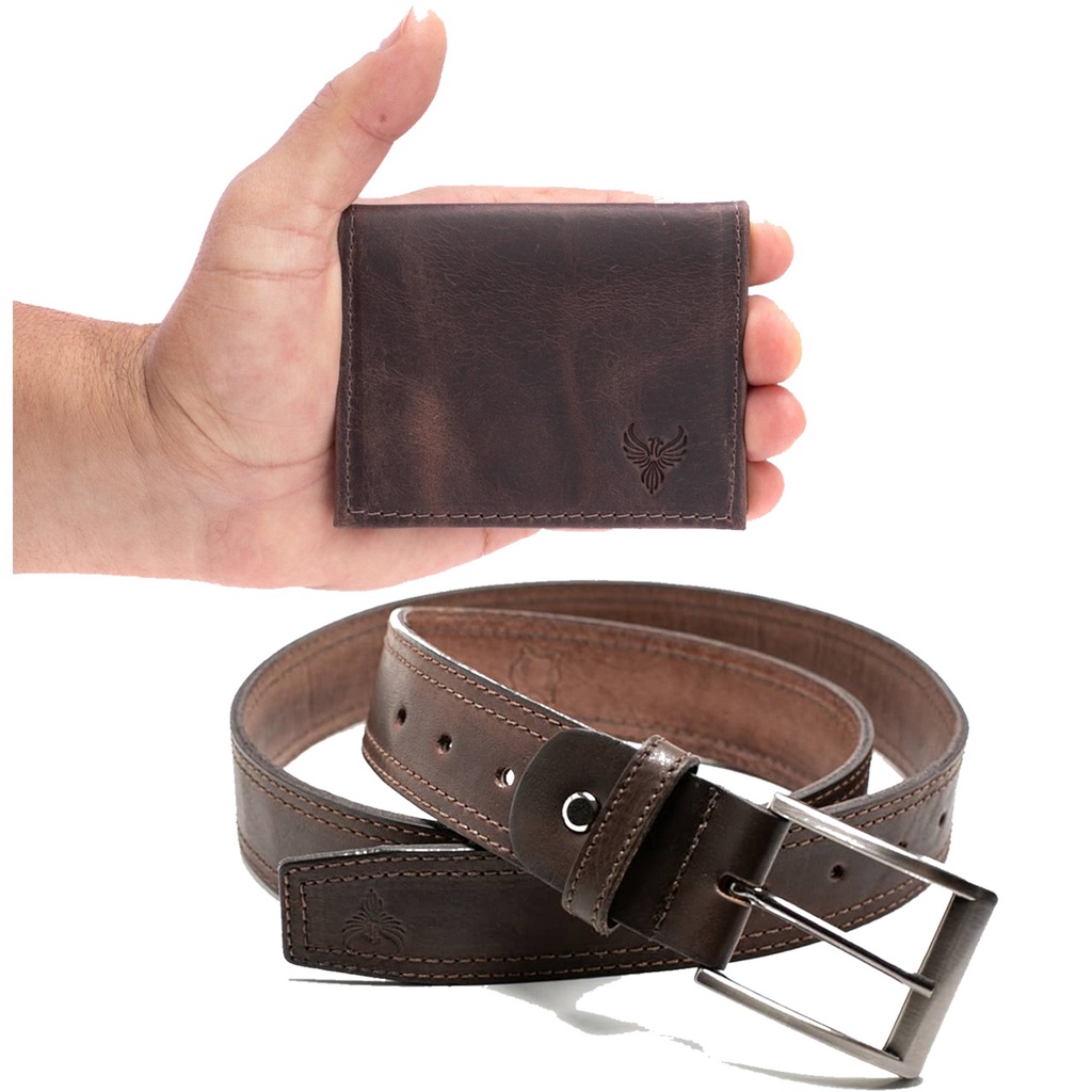 Kit Carteira E Cinto Masculino De Couro Legitimo | Shopee Brasil