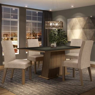 Conjunto Sala de Jantar Madesa Flavia Mesa Tampo de Madeira com 4 Cadeiras - Rustic/Preto/Imperial em Oferta na Shopee