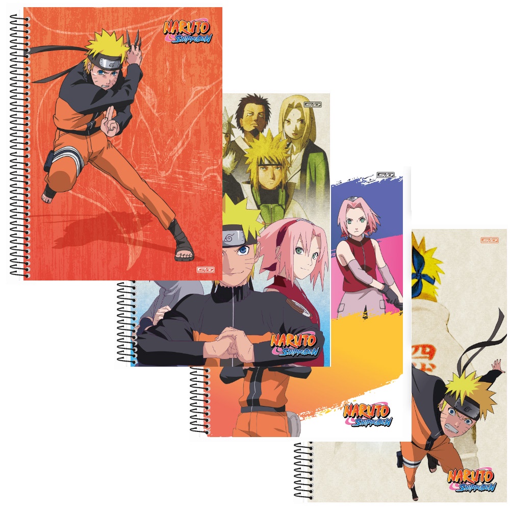 Kit 2 Cadernos Naruto Shippuden + Caderno Desenho Naruto - sd no
